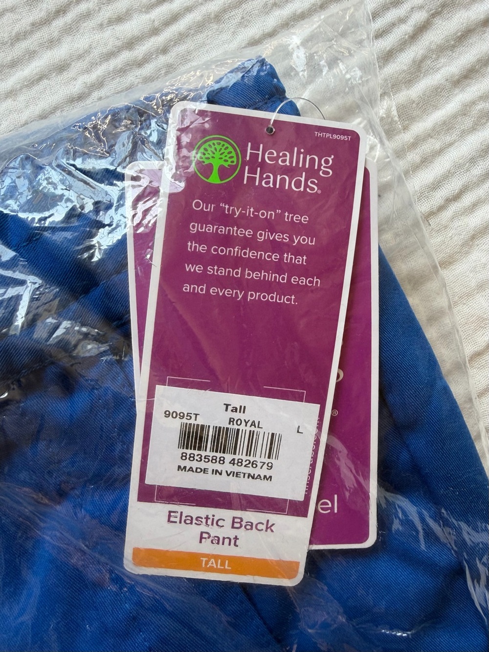Healing Hands Royal Blue Elastic Back Pant - Tall Large Scrubs Uniform